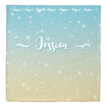 Cute Girly Beach Blue Yellow Faux Nom de la Partie