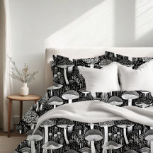 Illustration de la forêt de champignons monochrome