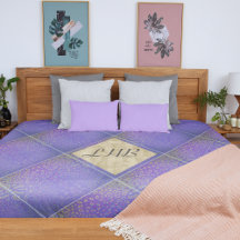 Initiales du Motif de Trellis d'or violet