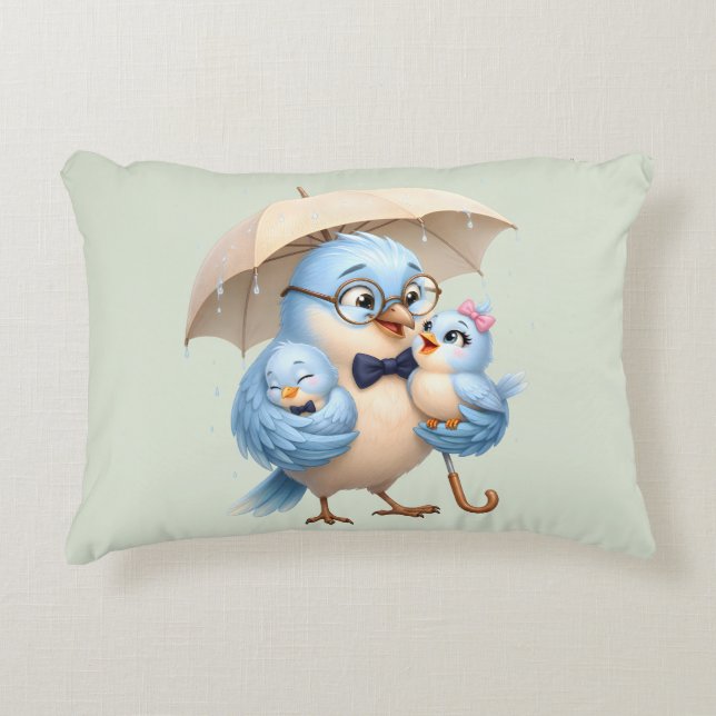 Housse de Coussin à Accent Papa Oiseau Décoration  (Devant)