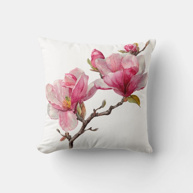 Housse de coussin à branche de magnolia minimalist (Recto)
