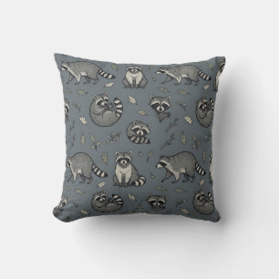 Housse de coussin à motif de raton laveur gris ard