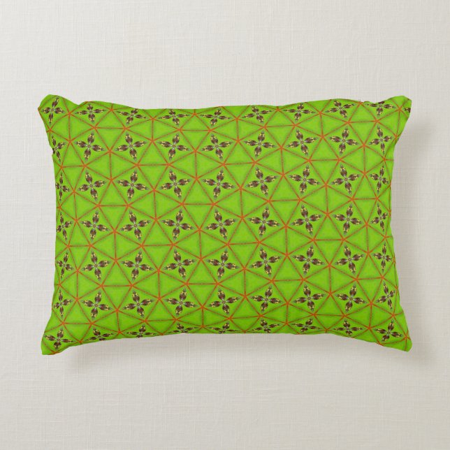 Housse de coussin à motif floral géométrique vert (Devant)