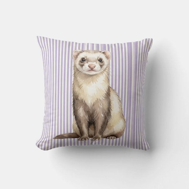 Housse de coussin aquarelle de furet (Recto)