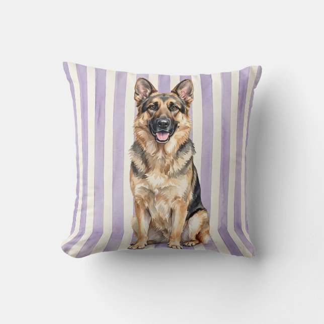 Housse de coussin Berger Allemand aquarelle (Recto)