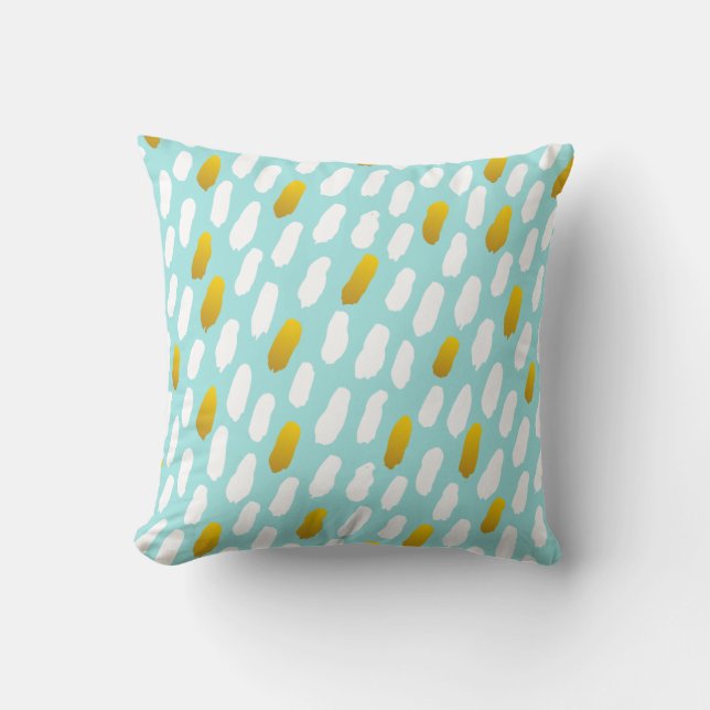 Housse de Coussin Bleu et Blanc à Coup de Pinceau (Recto)