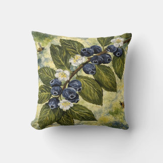 Housse de coussin botanique vintage bleu myrtille 