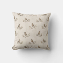 Housse de coussin botanique Vintage Sparrow