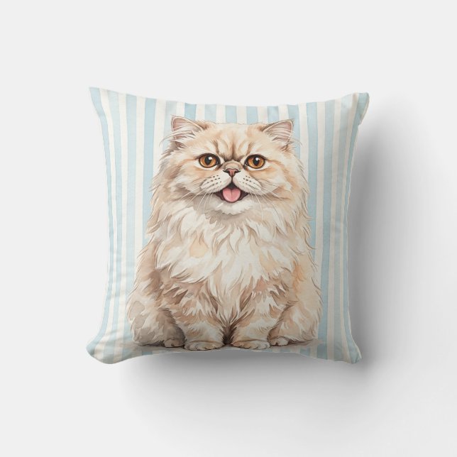 Housse de Coussin Chat à l'Aquarelle Fantaisiste (Recto)