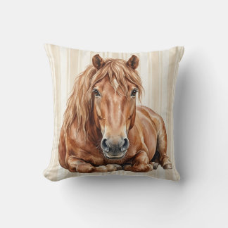 Housse de Coussin Cheval de Trait Aquarelle