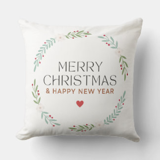 Housse de coussin Couronne de Noël botanique