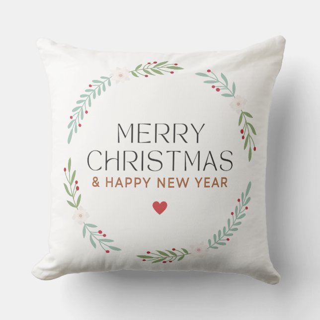 Housse de coussin Couronne de Noël botanique (Recto)