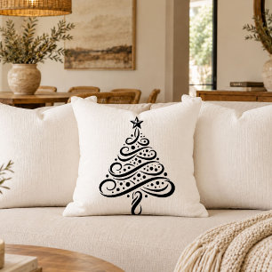 Housse de coussin d'accent de Noël noir élégant