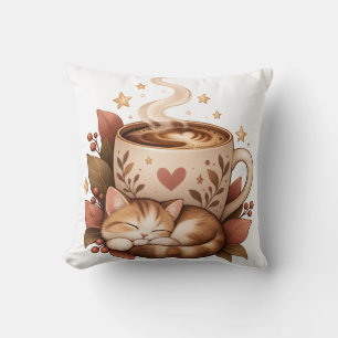 Housse de coussin de café pour chat endormi d'auto