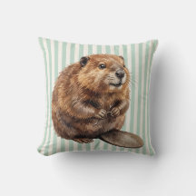 Housse de coussin de faune castor aquarelle