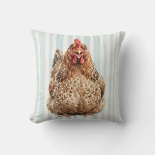 Housse de coussin de ferme de poulet à l'aquarelle