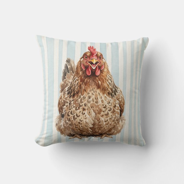 Housse de coussin de ferme de poulet à l'aquarelle (Recto)