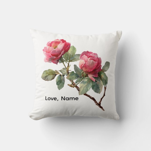 Housse de coussin de fleur de rose personnalisée p (Recto)