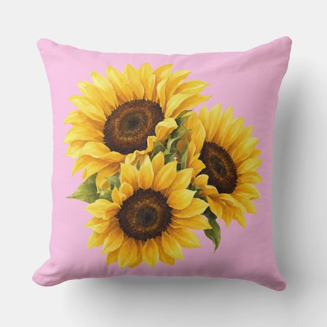 Housse de coussin de jeté de fleur de tournesol à  (Recto)