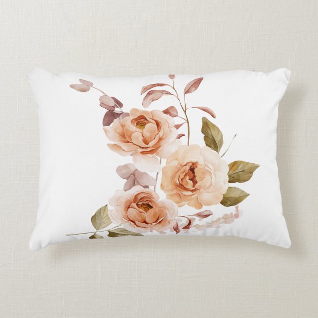 Housse de Coussin de Jeté Fleur Rose Blush Aquarel (Devant)