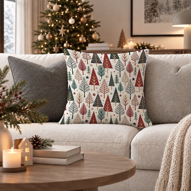 Housse de Coussin de Noël élégante de style scandi (Elegant Scandinavian Christmas Pattern Throw Pillow)