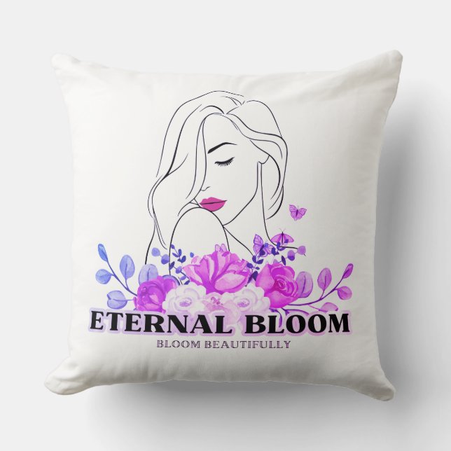 Housse de coussin décoratif à fleurs violettes (Recto)