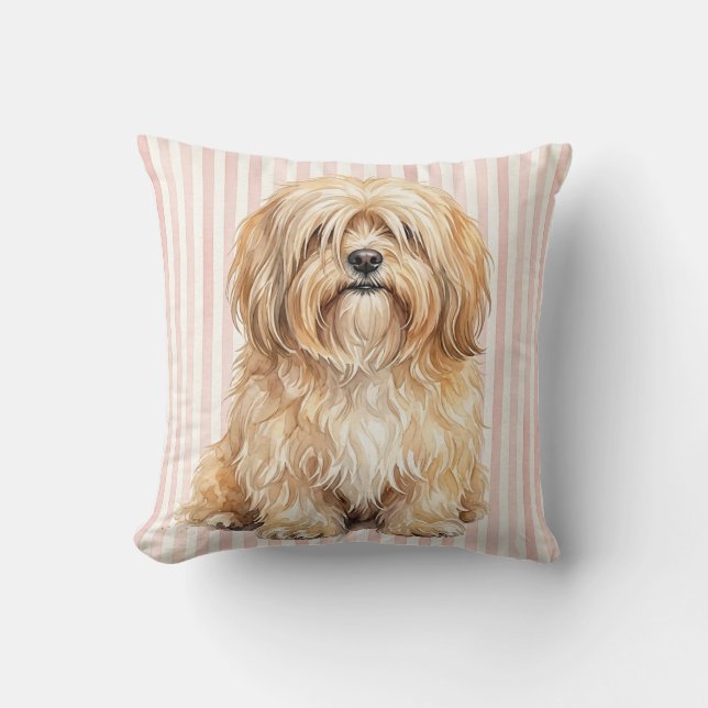 Housse de coussin décoratif Lhasa Apso aquarelle (Recto)