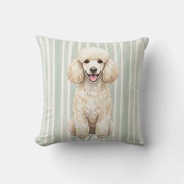 Housse de coussin décorative Caniche Standard aqua (Recto)