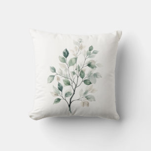 Housse de Coussin Élégante Feuille Verte Sauge