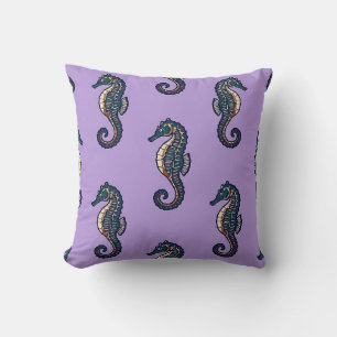 Housse de coussin en batik Cheval Marin Lavande