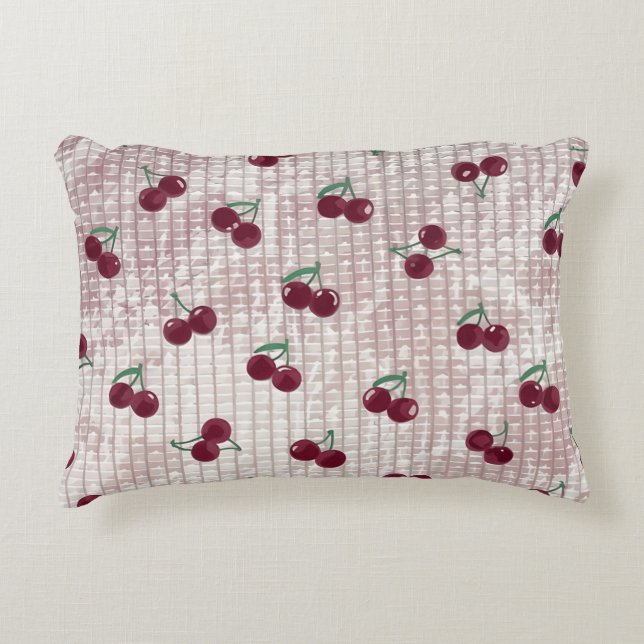 Housse de coussin en crochet Cerise – Rose pastel  (Devant)