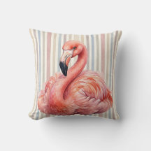 Housse de Coussin Flamant Rose Aquarelle