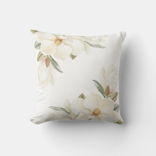 Housse de Coussin Fleur de Magnolia Blanche Élégan