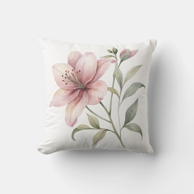 Housse de Coussin Fleur Rose Pâle Esthétique (Recto)