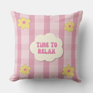 Housse de Coussin Fleurs Roses Temps de Se Détendr