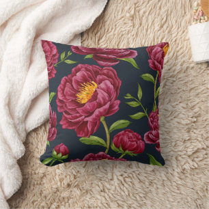 Housse de Coussin Floral Pivoines au toucher Velou