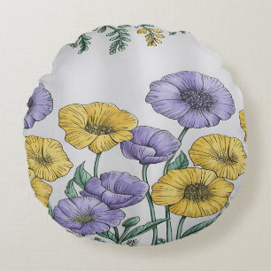 Housse de coussin florale botanique – Main jaune e