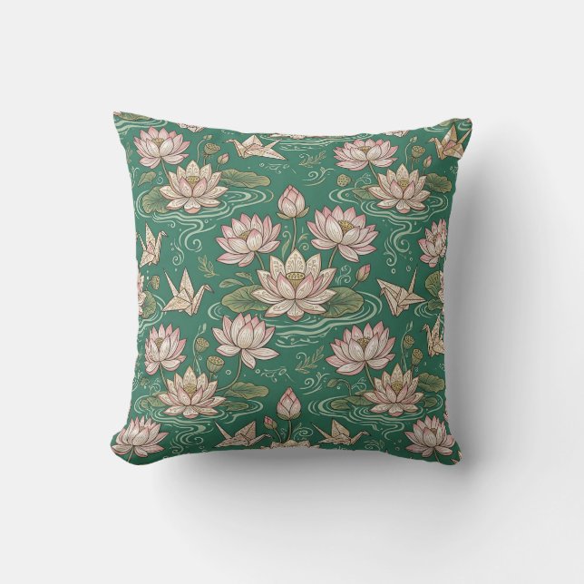Housse de Coussin Grue en Papier Zen (Recto)