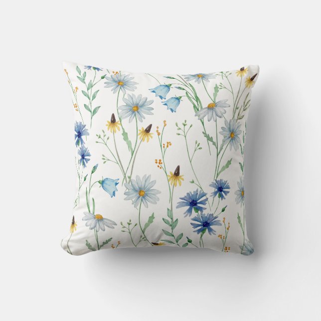 Housse de coussin jetable à fleurs sauvages aquare (Recto)
