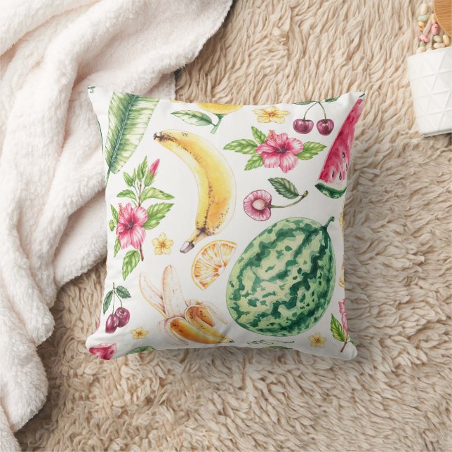 Housse de Coussin Jetable Fruits Tropicaux Aquarel (Couverture)