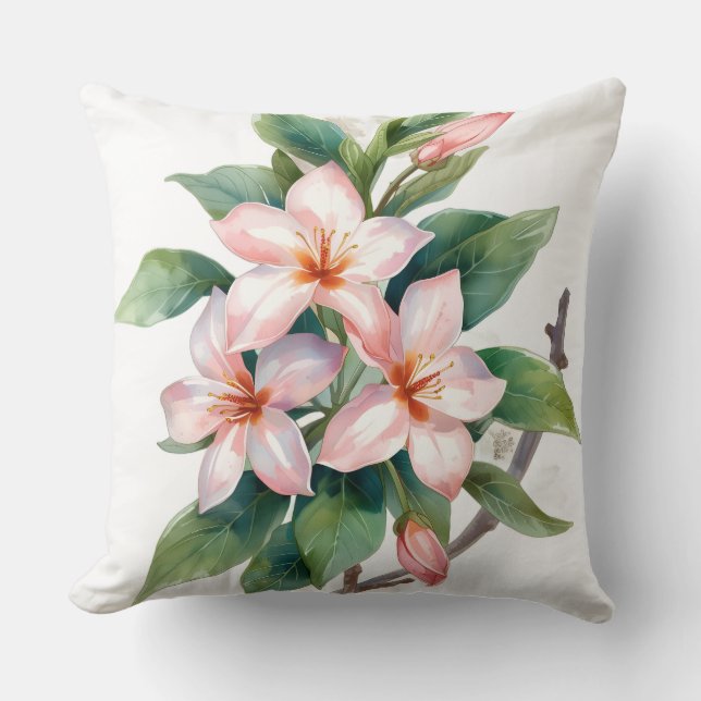 Housse de coussin jeté botanique aquarelle (Recto)