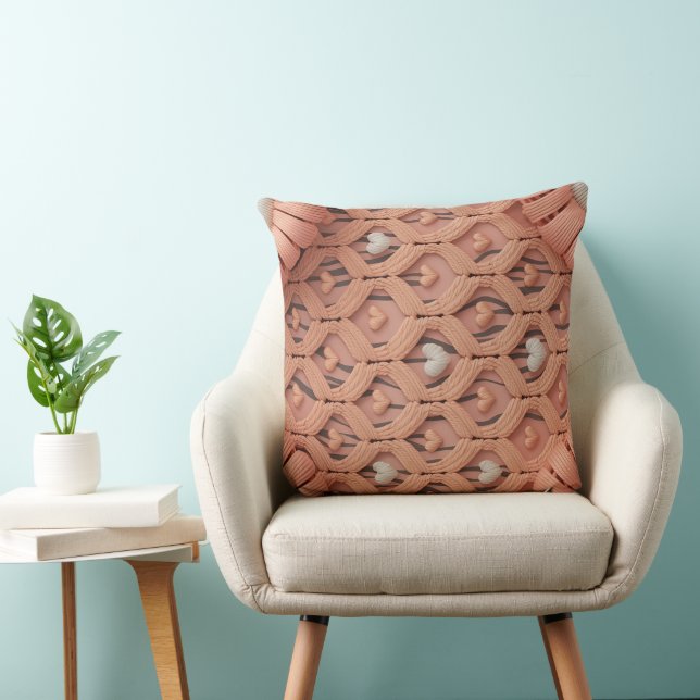 Housse de coussin motif tigre au crochet pêche  (Chaise)