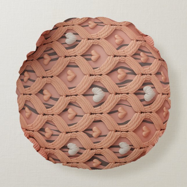 Housse de coussin motif tigre au crochet pêche  (Devant)