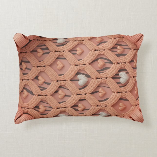 Housse de coussin motif tigre au crochet pêche  (Devant)