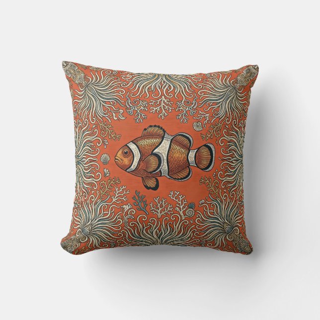 Housse de coussin Poisson Clown rayé, Jardin d'ané (Recto)