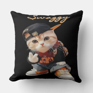 Housse de coussin pour enfants avec chat hip-hop s
