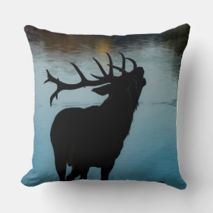 Housse de coussin silhouette de cerf bleu – Nature