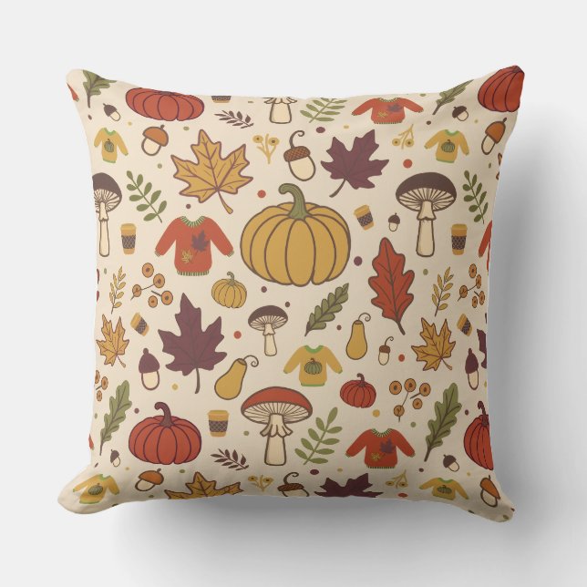 Housse de coussin style aquarelle Citrouille  (Recto)