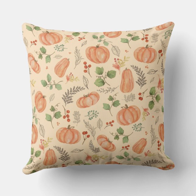 Housse de coussin style aquarelle Citrouille  (Verso)