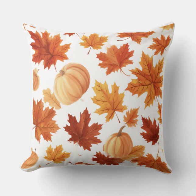 Housse de coussin style aquarelle Citrouille  (Recto)
